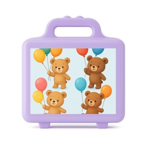 Maleta Plástica Personalizada 12x10cm Ursinhos com Balões