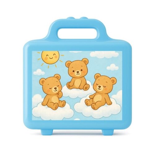 Maleta Plástica Personalizada 12x10cm Ursinhos na Nuvem