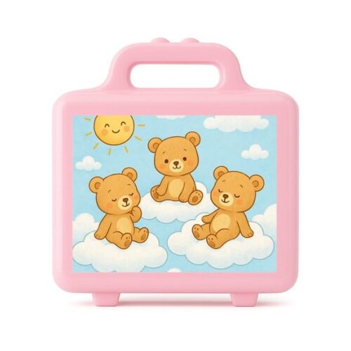 Maleta Plástica Personalizada 12x10cm Ursinhos na Nuvem