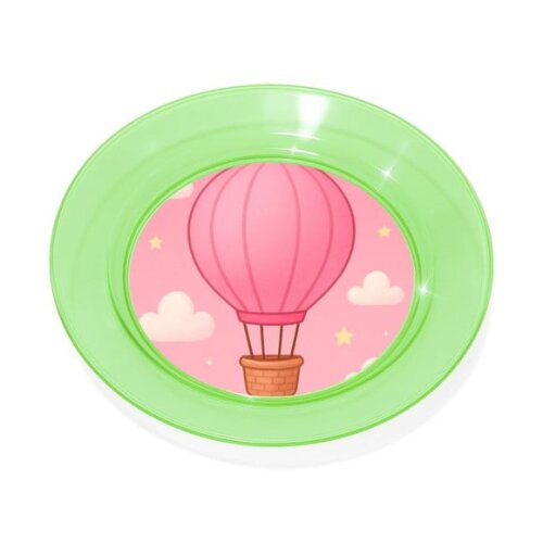Prato Acrílico Personalizado Festa Balão de Ar Rosa