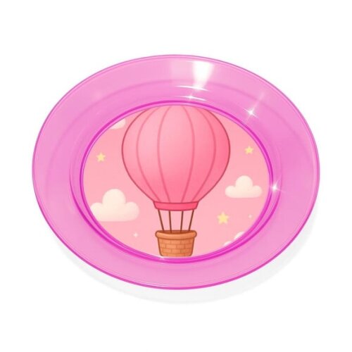 Prato Acrílico Personalizado Festa Balão de Ar Rosa