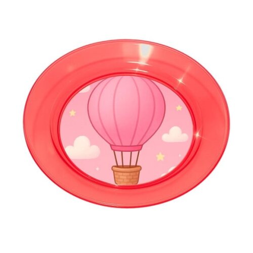 Prato Acrílico Personalizado Festa Balão de Ar Rosa
