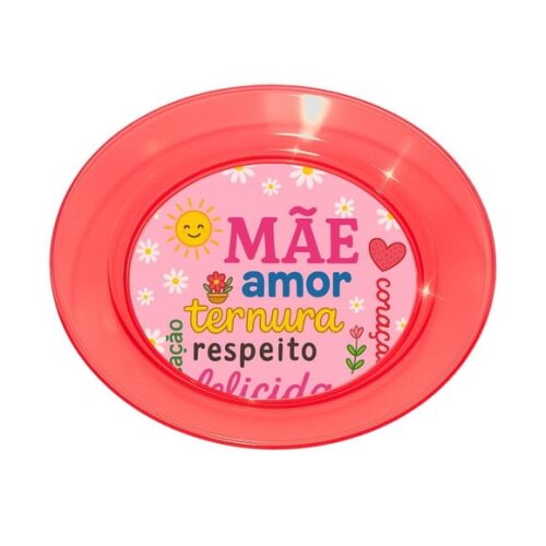 Prato Acrílico Personalizado Festa Dia das Mães