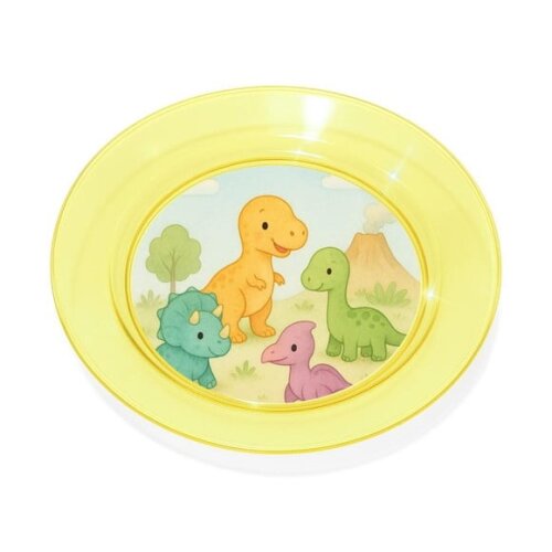 Prato Acrílico Personalizado Festa Dinossauros Baby