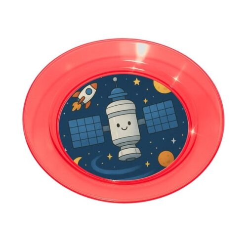 Prato Acrílico Personalizado Festa Estação Espacial