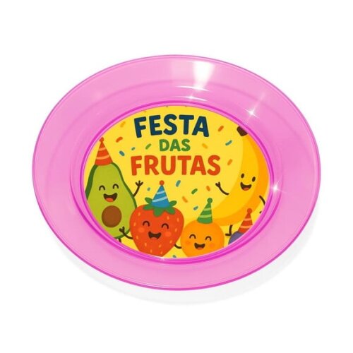 Prato Acrílico Personalizado Festa Festa das Frutas