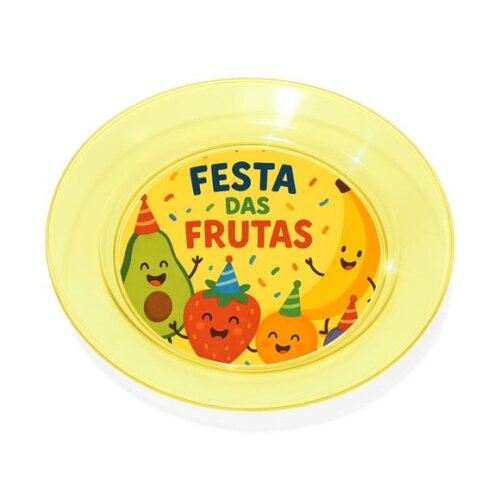 Prato Acrílico Personalizado Festa Festa das Frutas