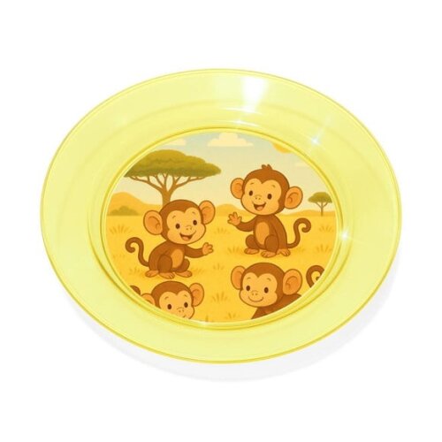 Prato Acrílico Personalizado Festa Macaquinhos