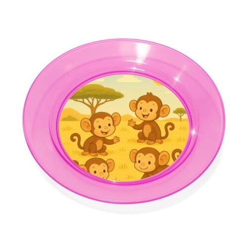 Prato Acrílico Personalizado Festa Macaquinhos