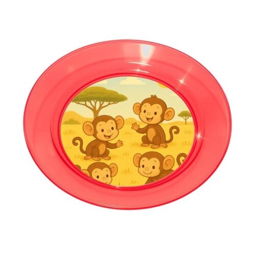 Prato Acrílico Personalizado Festa Macaquinhos