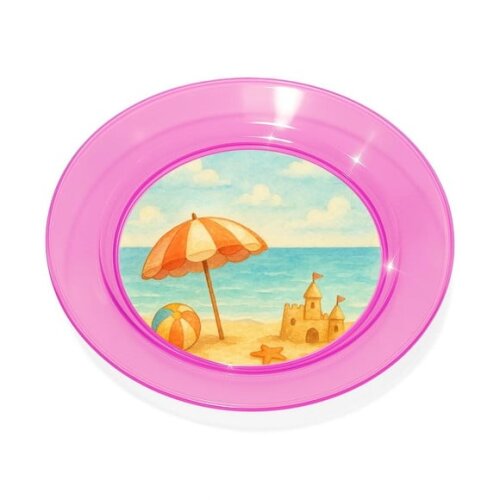 Prato Acrílico Personalizado Festa Mar e Praia Aquarela