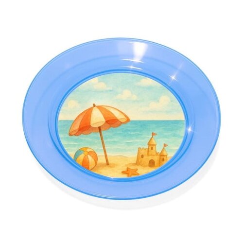 Prato Acrílico Personalizado Festa Mar e Praia Aquarela
