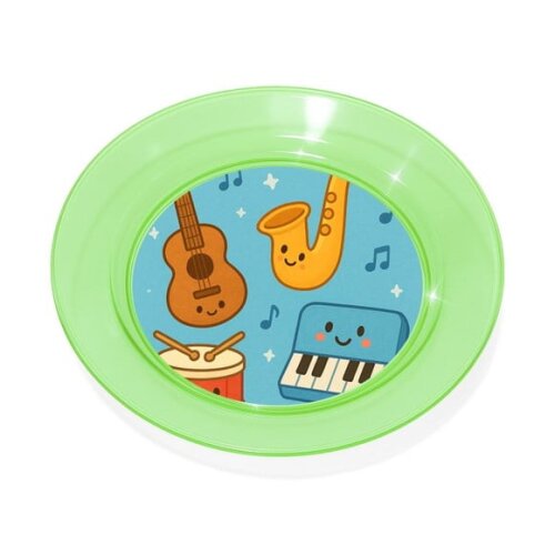 Prato Acrílico Personalizado Festa Músicas Instrumentos