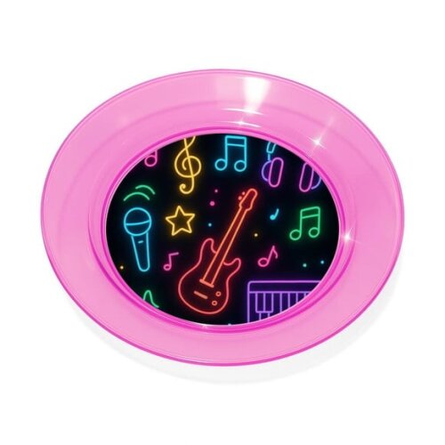 Prato Acrílico Personalizado Festa Neon Musical