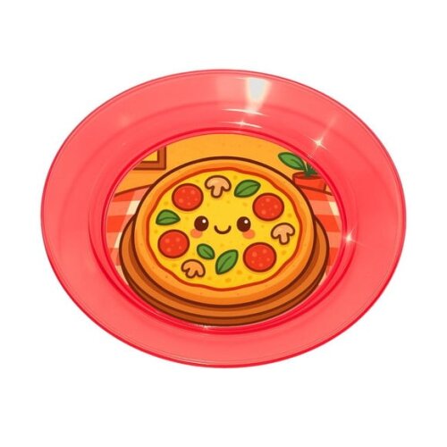 Prato Acrílico Personalizado Festa Pizza Divertida