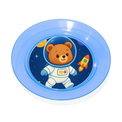 Prato Acrílico Personalizado Festa Ursinho Astronauta