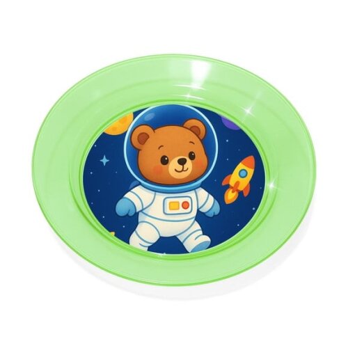 Prato Acrílico Personalizado Festa Ursinho Astronauta
