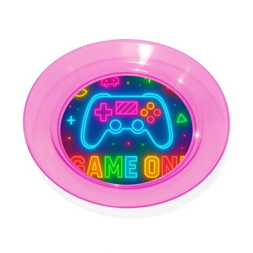 Prato Acrílico Personalizado Festa Video Game Neon