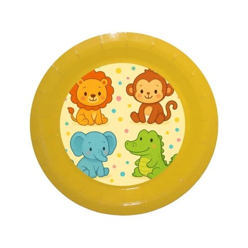 Prato de Papel Personalizado Animais Coloridos