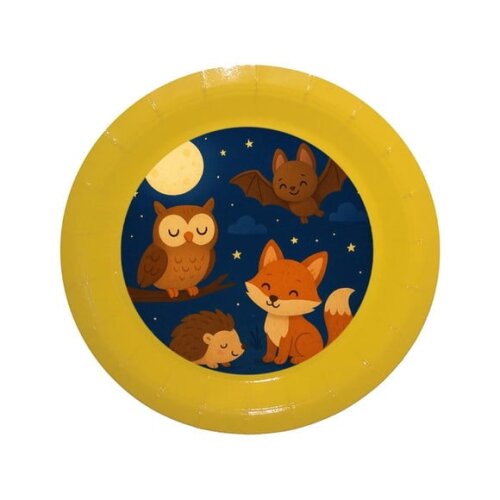 Prato de Papel Personalizado Animais Noturnos