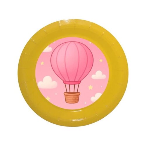 Prato de Papel Personalizado Balão de Ar Rosa