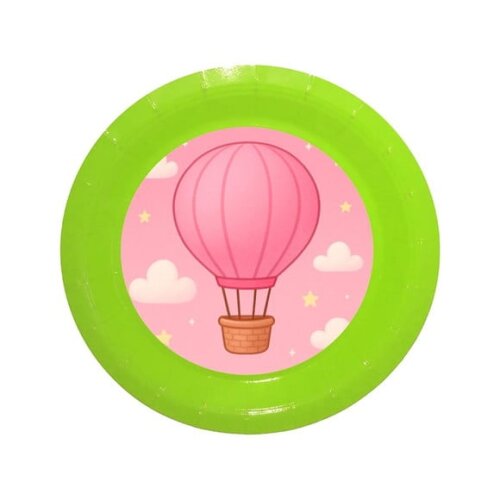 Prato de Papel Personalizado Balão de Ar Rosa
