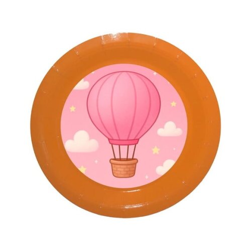 Prato de Papel Personalizado Balão de Ar Rosa