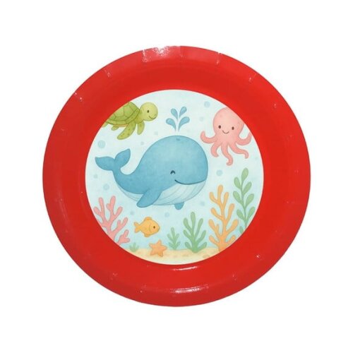 Prato de Papel Personalizado Baleia Aquarela