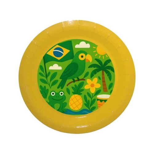 Prato de Papel Personalizado Brasil Verde Amarelo