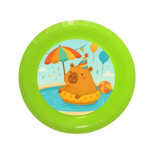 Prato de Papel Personalizado Capivara Pool Party