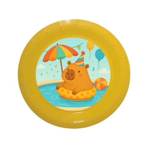 Prato de Papel Personalizado Capivara Pool Party