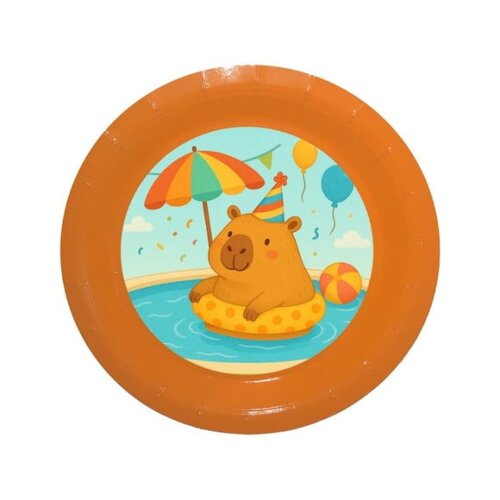 Prato de Papel Personalizado Capivara Pool Party