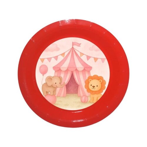 Prato de Papel Personalizado Circo Rosa Aquarela