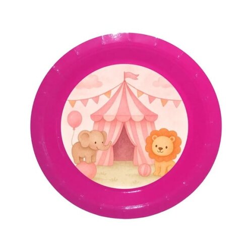 Prato de Papel Personalizado Circo Rosa Aquarela