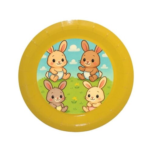 Prato de Papel Personalizado Coelhinhos Baby