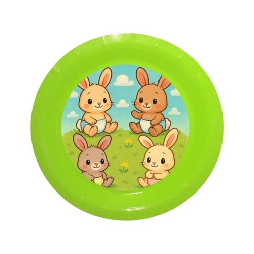 Prato de Papel Personalizado Coelhinhos Baby