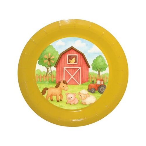 Prato de Papel Personalizado Fazendinha Aquarela