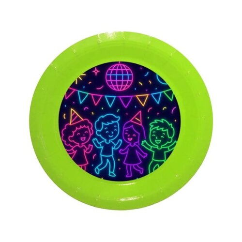 Prato de Papel Personalizado Festa Neon