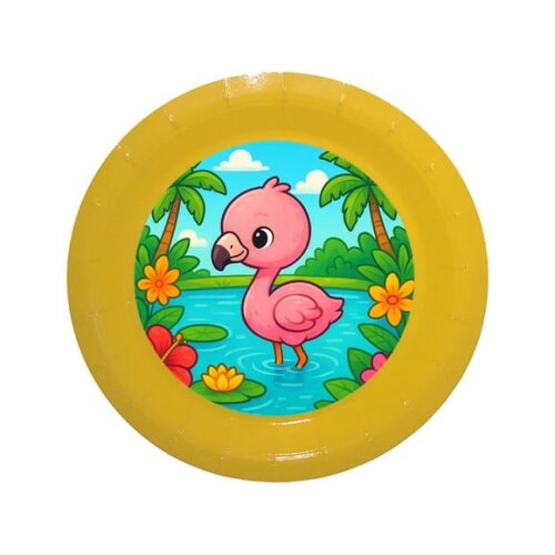 Prato de Papel Personalizado Flamingo Baby