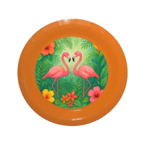 Prato de Papel Personalizado Flamingo Aquarela