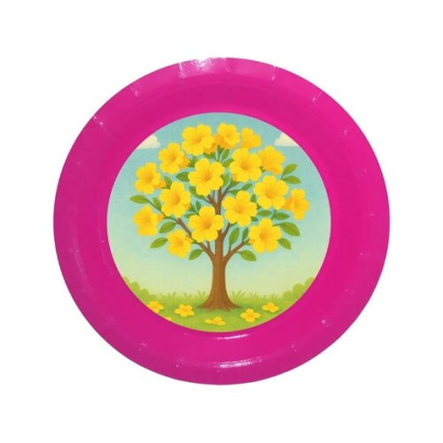 Prato de Papel Personalizado Flor de Ipê Amarela