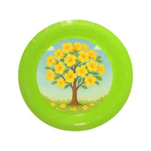 Prato de Papel Personalizado Flor de Ipê Amarela