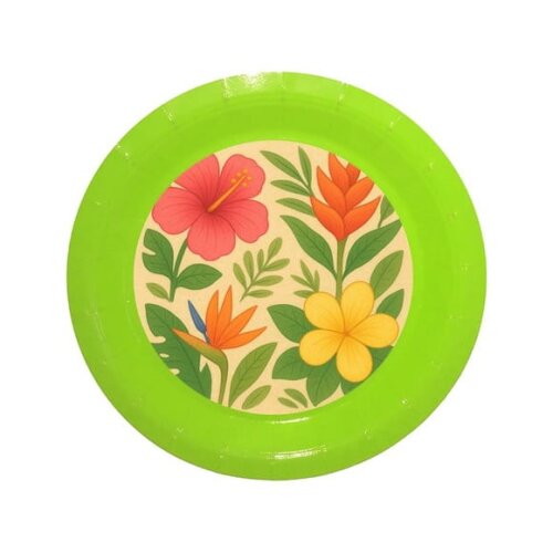 Prato de Papel Personalizado Flores Tropicais