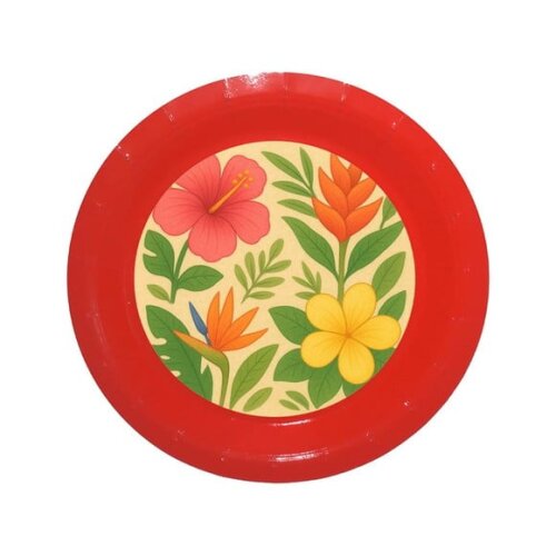 Prato de Papel Personalizado Flores Tropicais
