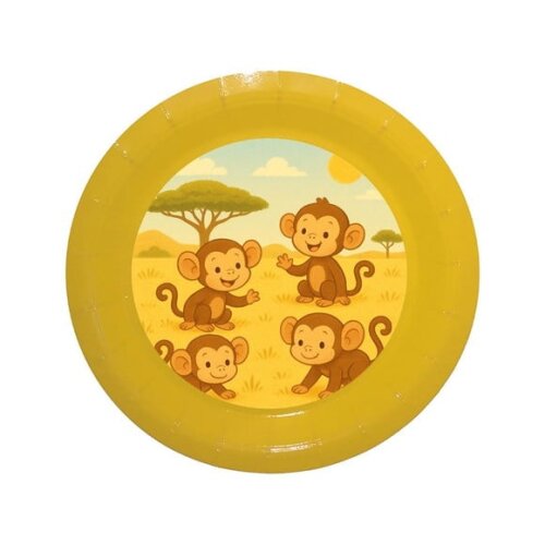 Prato de Papel Personalizado Macaquinhos
