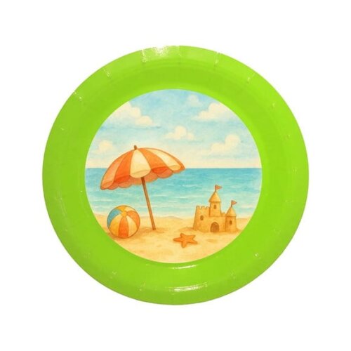 Prato de Papel Personalizado Mar e Praia Aquarela