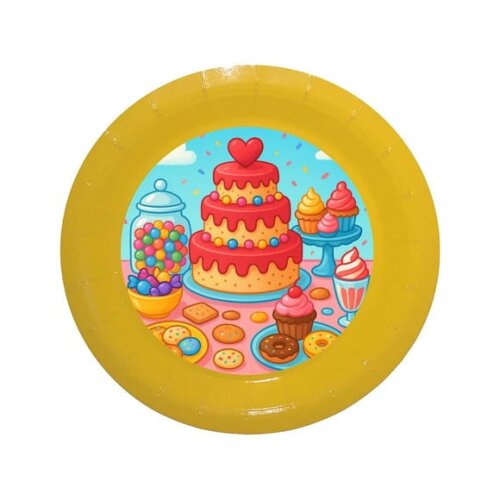 Prato de Papel Personalizado Mesa Doces Coloridos