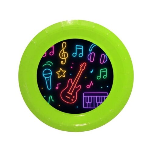 Prato de Papel Personalizado Neon Musical