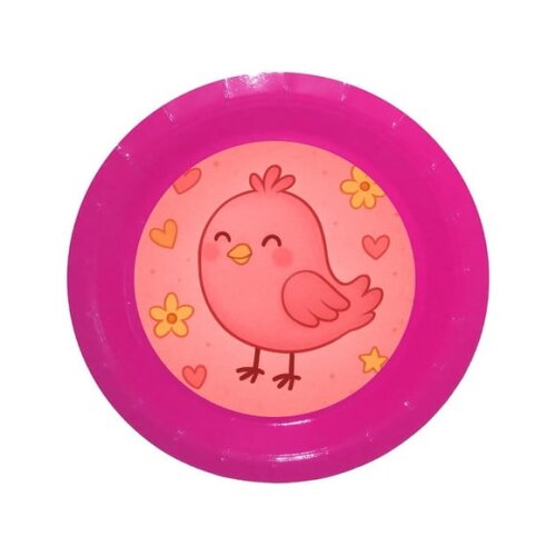 Prato de Papel Personalizado Passarinho Rosa