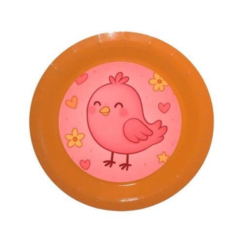 Prato de Papel Personalizado Passarinho Rosa